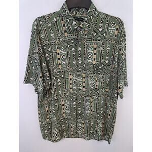 Natural Issue Women's Green Button Up Rayon Short Sleeve Shirt Size M
